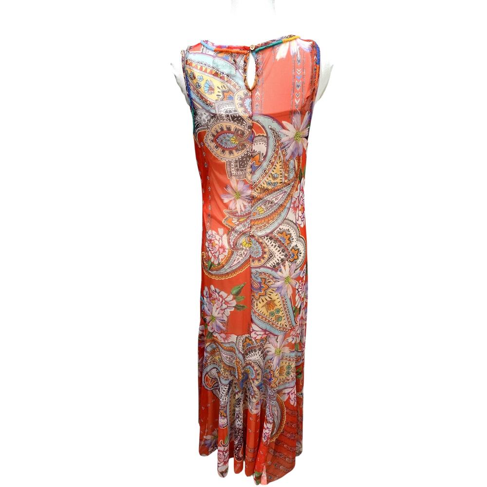 Johnny Was Paisley Mesh Dress Orange - Picture 4 of 9
